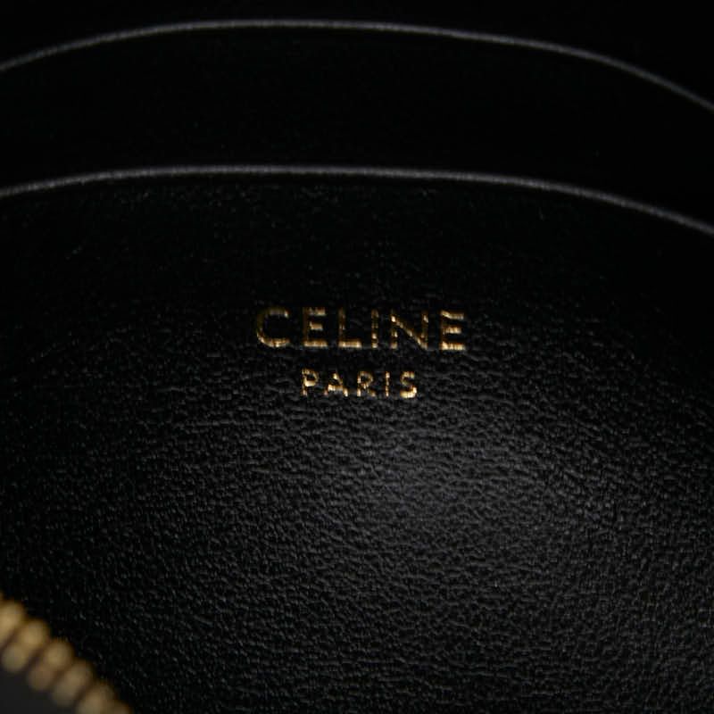 Celine Ccharm Quilted Coin Case Card Case Black Leather Women Celine