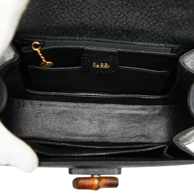 Gucci Bamboo Handbag Shoulder Bag 2WAY 000 2113 Black Leather Ladies Gucci