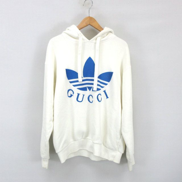 Gucci Trefoil Hoodie Pullover Hoodie 702607 Xjeda XS White AA