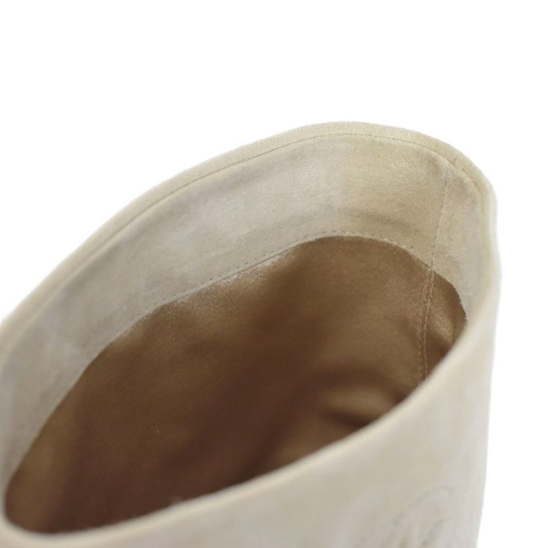 Chanel Long Boots Suede Coco Mark 36 Ivory G27305x02868 AA