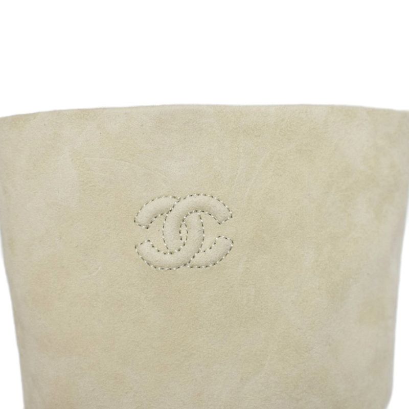 Chanel Long Boots Suede Coco Mark 36 Ivory G27305x02868 AA