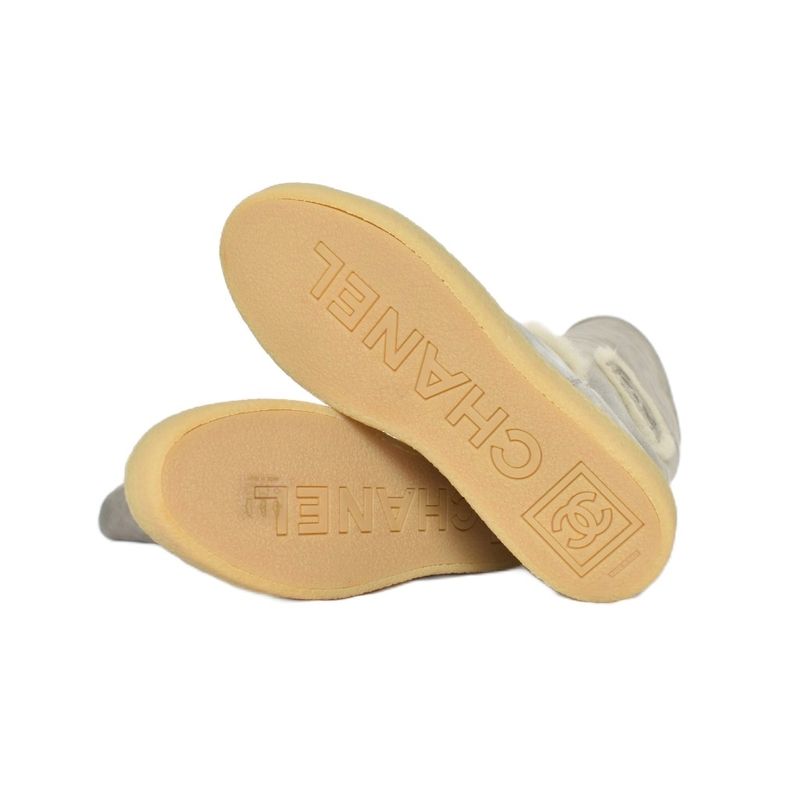 Chanel Sport Line Mouton Boots Suede Coco Mark 36 Gray G26539 AA