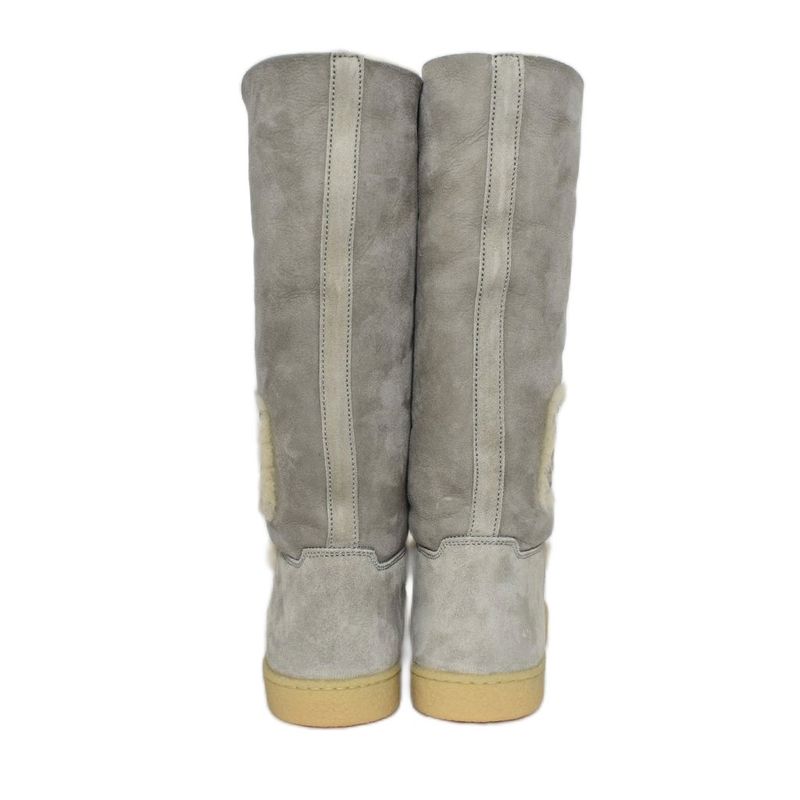 Chanel Sport Line Mouton Boots Suede Coco Mark 36 Gray G26539 AA