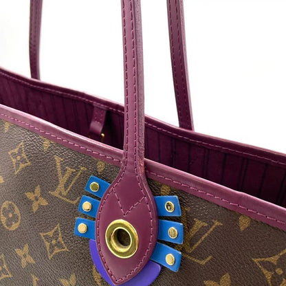 Louis Vuitton Neverfull MM Monogram Totem Shoulder Bag PVC Dark Purple And