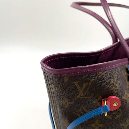 Louis Vuitton Neverfull MM Monogram Totem Shoulder Bag PVC Dark Purple And