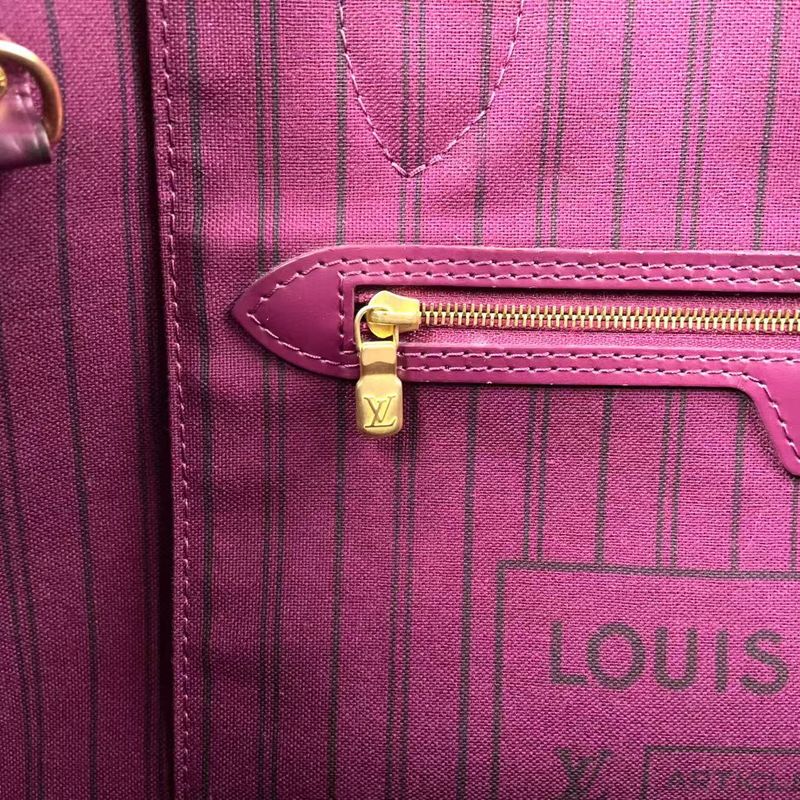 Louis Vuitton Neverfull MM Monogram Totem Shoulder Bag PVC Dark Purple And