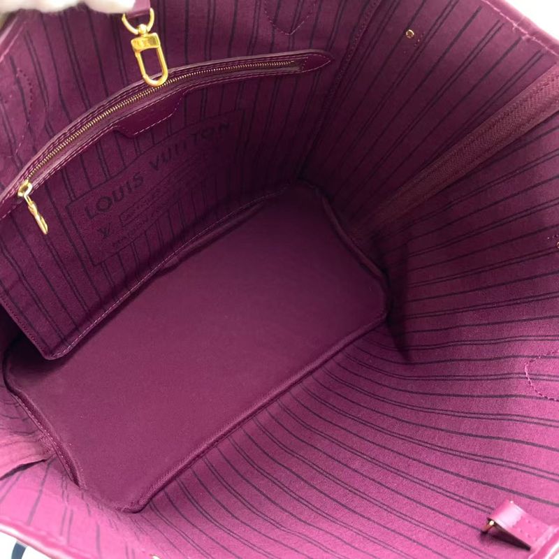 Louis Vuitton Neverfull MM Monogram Totem Shoulder Bag PVC Dark Purple And