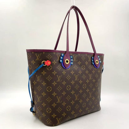 Louis Vuitton Neverfull MM Monogram Totem Shoulder Bag PVC Dark Purple And