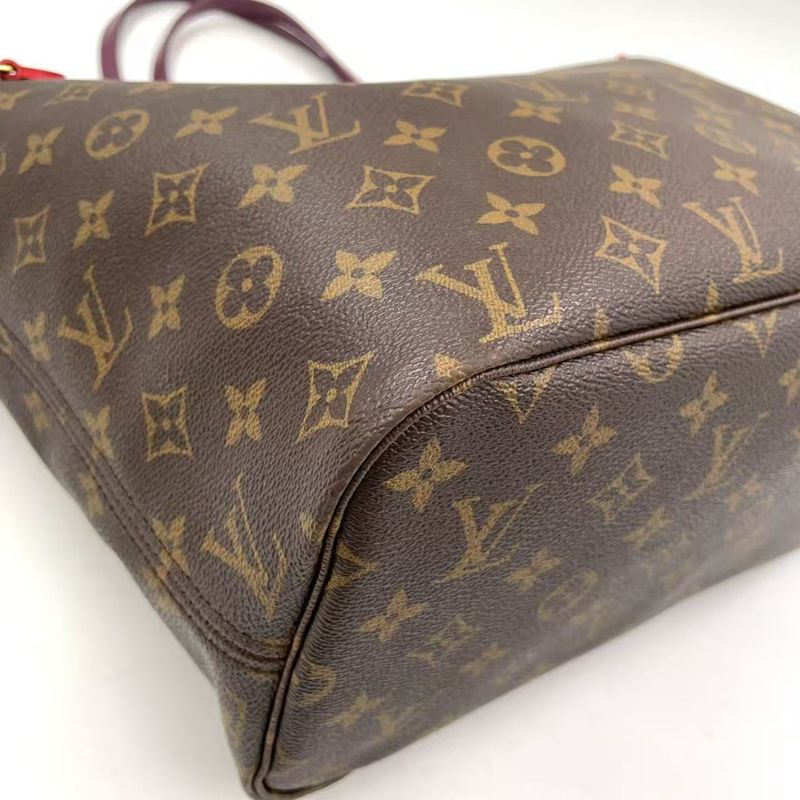 Louis Vuitton Neverfull MM Monogram Totem Shoulder Bag PVC Dark Purple And