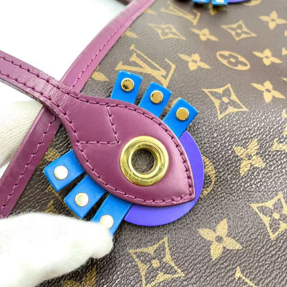 Louis Vuitton Neverfull MM Monogram Totem Shoulder Bag PVC Dark Purple And