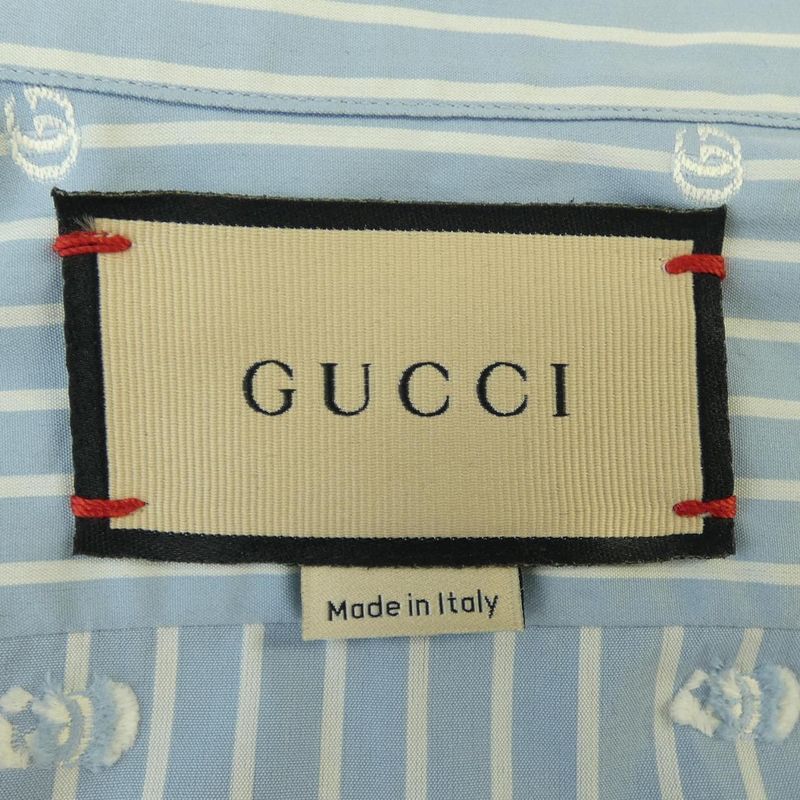 Gucci GG Striped Fil Coupe Cotton Shirt 625888 Zafxs Shirt