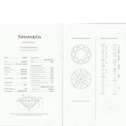 Tiffany & Co Solitaire 065ct Diamond Ring I-vs2-3ex Pt950