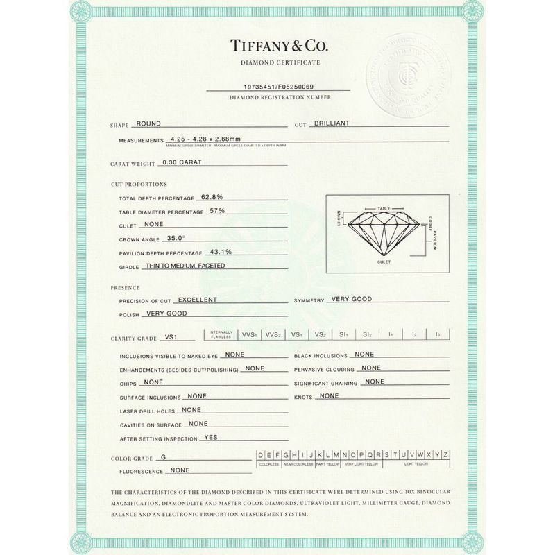Tiffany & Co Stud 030ct G-vs1-ex Diamond Necklace Pt950