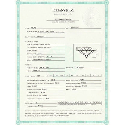 Tiffany & Co Stud 030ct G-vs1-ex Diamond Necklace Pt950