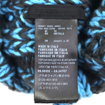 Prada 2023 1hc354 Wool Cashmere Triangle Logo Triangle Plate Hat Knit Cap Blue