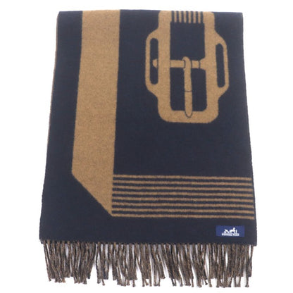 Hermes Sangrur Abukul 100% Cashmere Jacquard Large Shawl Scarf With Fringe