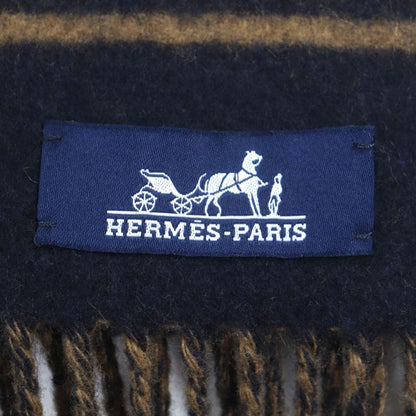 Hermes Sangrur Abukul 100% Cashmere Jacquard Large Shawl Scarf With Fringe