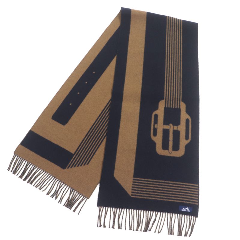 Hermes Sangrur Abukul 100% Cashmere Jacquard Large Shawl Scarf With Fringe