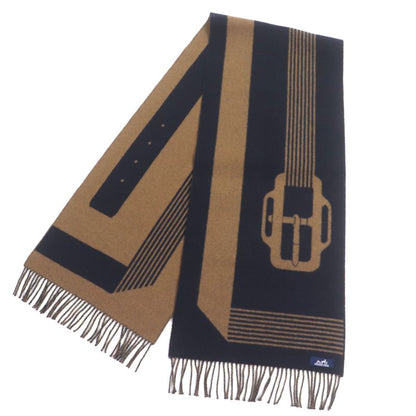Hermes Sangrur Abukul 100% Cashmere Jacquard Large Shawl Scarf With Fringe