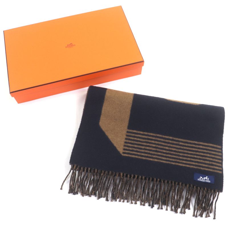 Hermes Sangrur Abukul 100% Cashmere Jacquard Large Shawl Scarf With Fringe