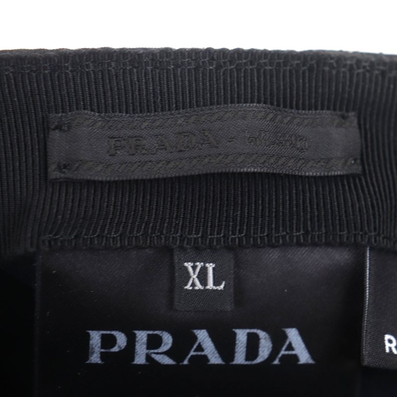 Prada 2hc274 Re-nylon Nylon Leather Use Triangle Logo Plate Hat Black XL Made