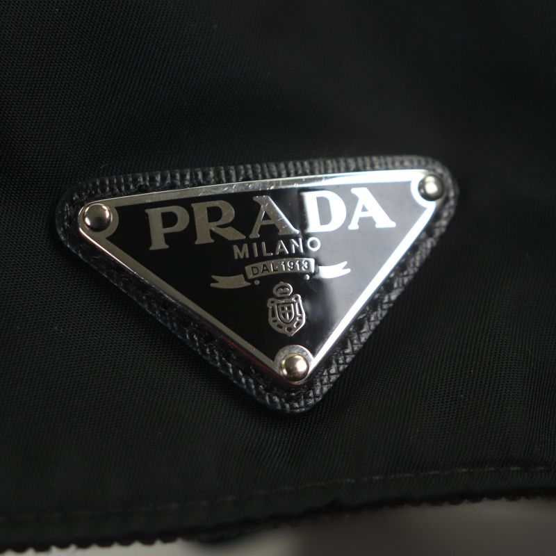 Prada 2hc274 Re-nylon Nylon Leather Use Triangle Logo Plate Hat Black XL Made