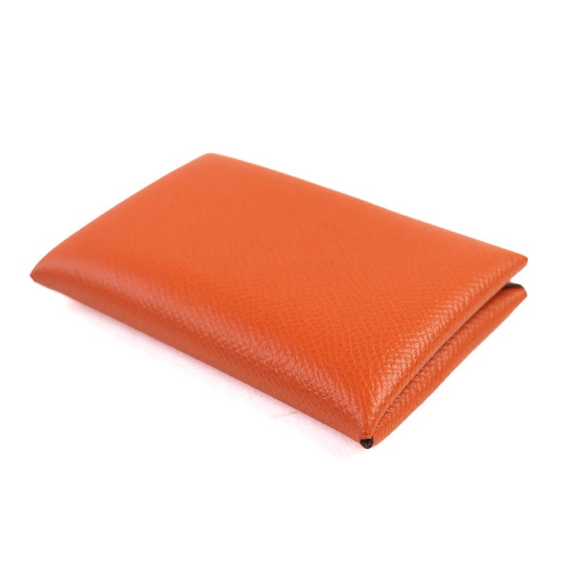 Hermes Calvi Vaux Epson Brick Silver Hardware Business Card Holder Card Case