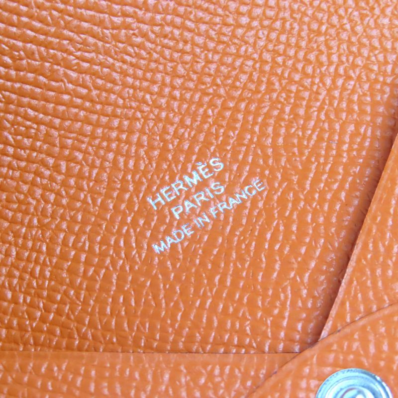 Hermes Calvi Vaux Epson Brick Silver Hardware Business Card Holder Card Case