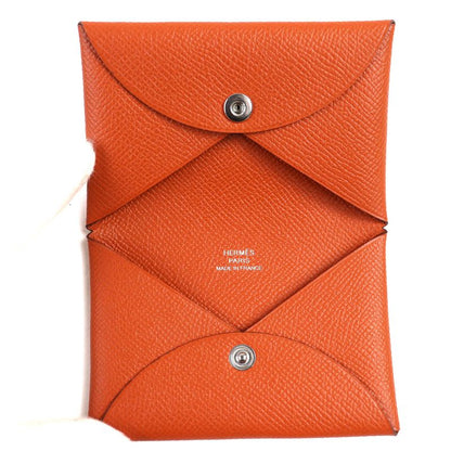 Hermes Calvi Vaux Epson Brick Silver Hardware Business Card Holder Card Case