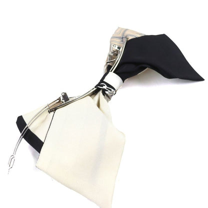 Hermes Grenelle Exlibris Barrette 100% Silk With Silver Hardware Ribbon Hair