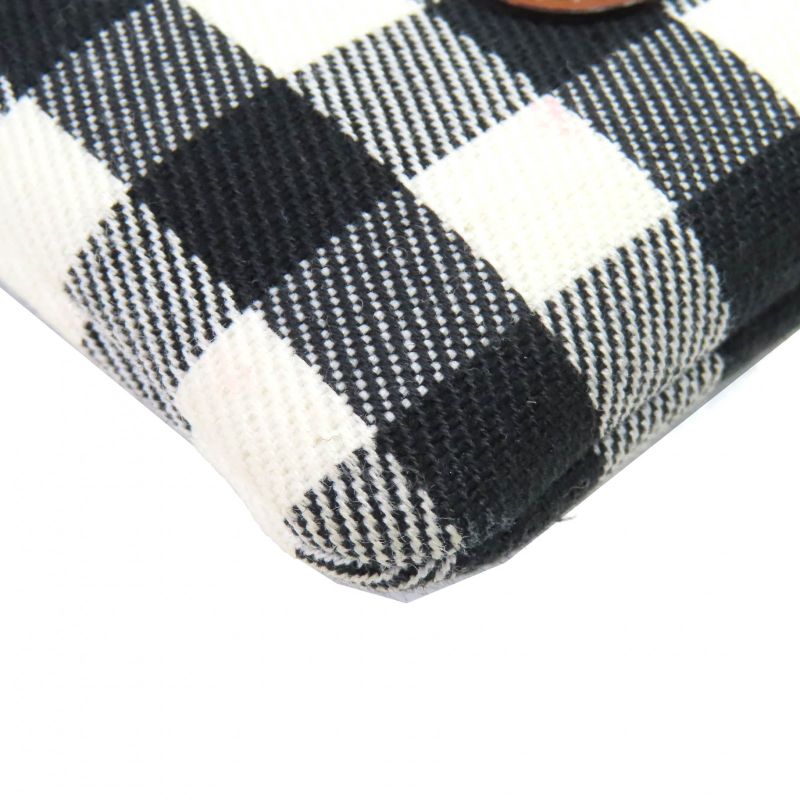 Celine Leather Use Triomphe Checkered Zip Coin Case Coin Purse Brown Black