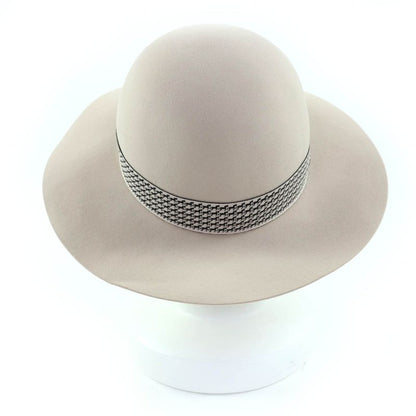 Hermes Betty Wool Cotton Horse Design Ribbon Tape Fedora Hat Light Gray 59 Made