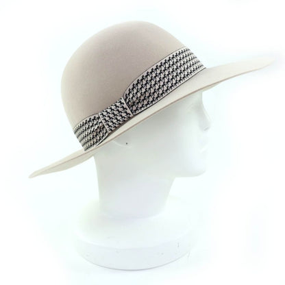Hermes Betty Wool Cotton Horse Design Ribbon Tape Fedora Hat Light Gray 59 Made