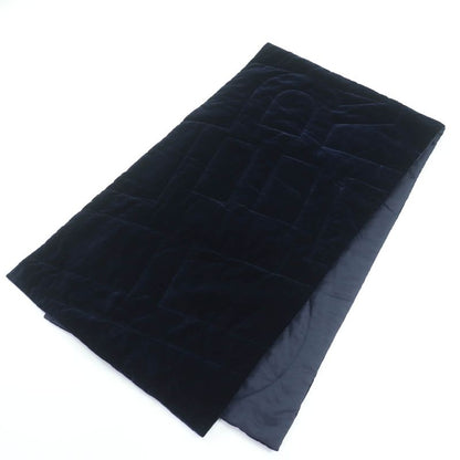 Hermes 100% Silk Logo Quilted Padded Large Shawl Scarf Navy Made In France Women