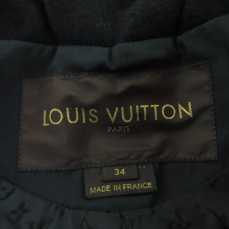 Louis Vuitton Wool Mohair Lined Monogram Logo Button Jacket Black 34 Made In