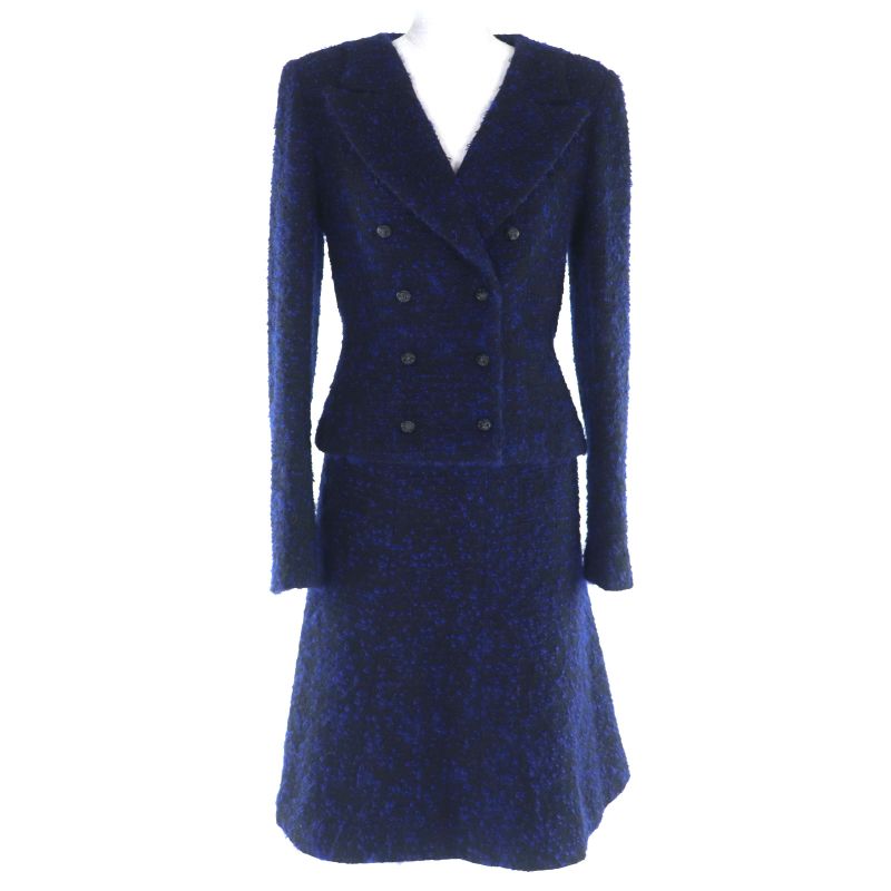 CHANEL Vintage 02A P20280 Mohair Mix Jacket With Coco Mark And Owl Button