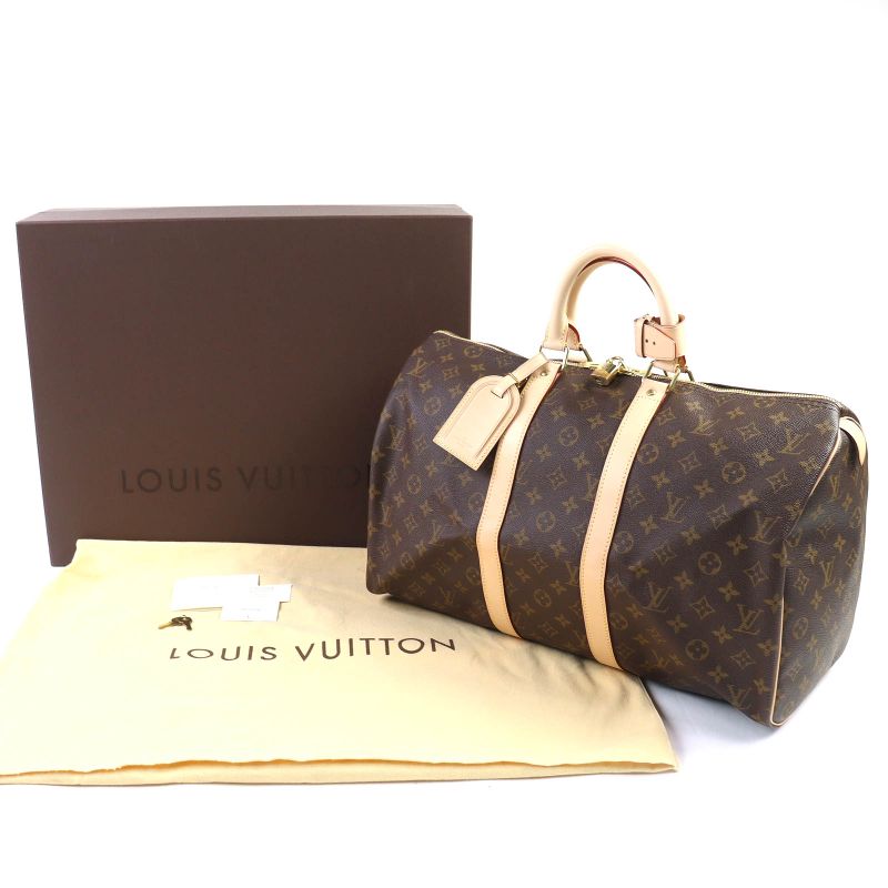 Louis Vuitton M41428 Monogram Keepall 45 Travel Bag With Keys And Cadenas Brown