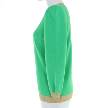 Gucci 501404 Cashmere Silk Long Sleeve Knit Top Green Gold M Made In Italy