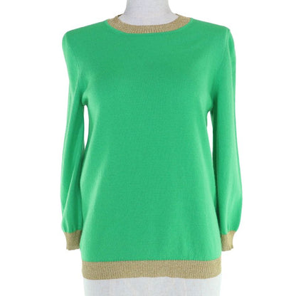 Gucci 501404 Cashmere Silk Long Sleeve Knit Top Green Gold M Made In Italy