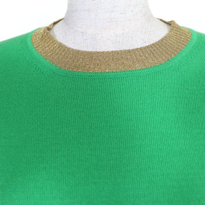 Gucci 501404 Cashmere Silk Long Sleeve Knit Top Green Gold M Made In Italy