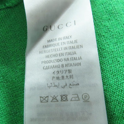 Gucci 501404 Cashmere Silk Long Sleeve Knit Top Green Gold M Made In Italy