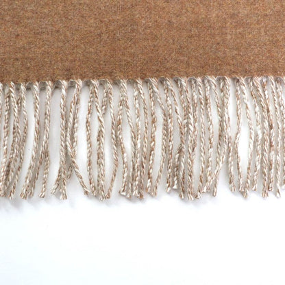 Hermes Cazac Chevron 100% Cashmere Reversible Fringed Scarf Brown White English