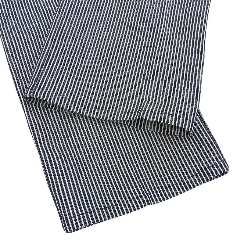 Celine N988098v Cotton Hickory Stripe Flared Denim Pants Navy White 27 Made In