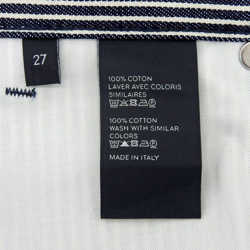 Celine N988098v Cotton Hickory Stripe Flared Denim Pants Navy White 27 Made In