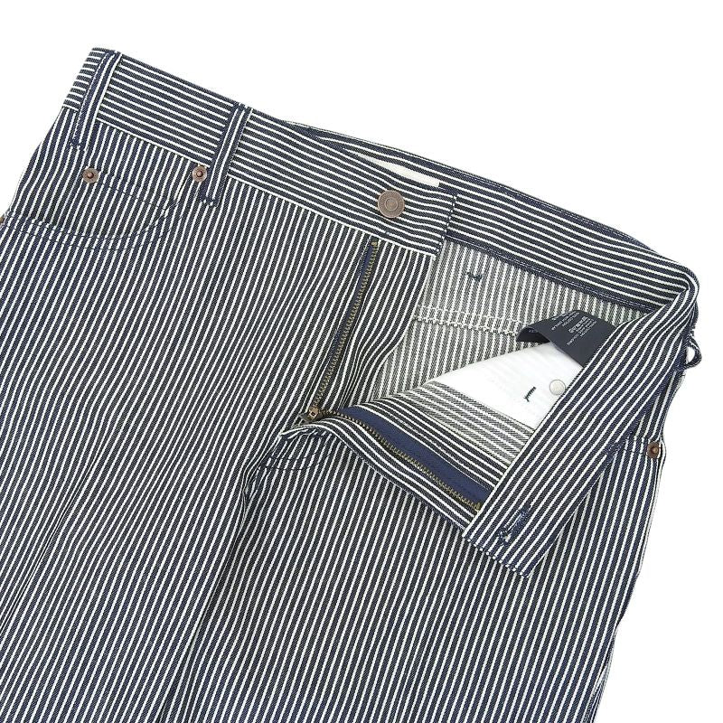 Celine N988098v Cotton Hickory Stripe Flared Denim Pants Navy White 27 Made In