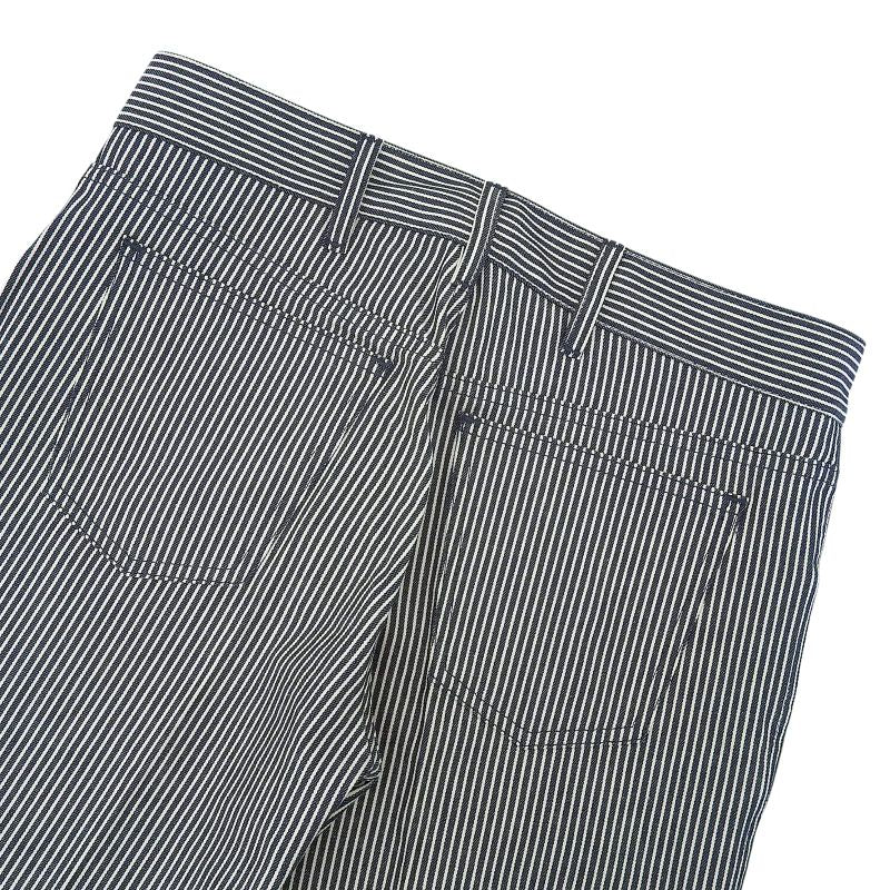 Celine N988098v Cotton Hickory Stripe Flared Denim Pants Navy White 27 Made In