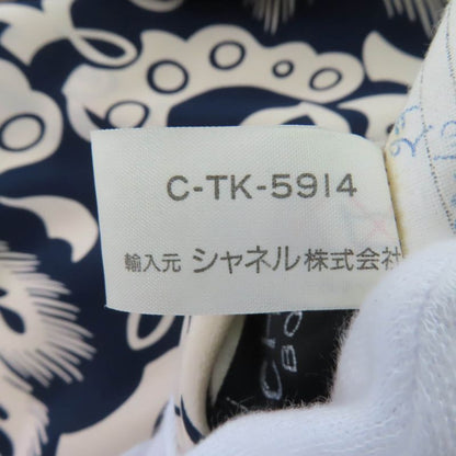 CHANEL Vintage Coco Mark Patterned 90's 100% Silk Long Sleeve Dress Beige