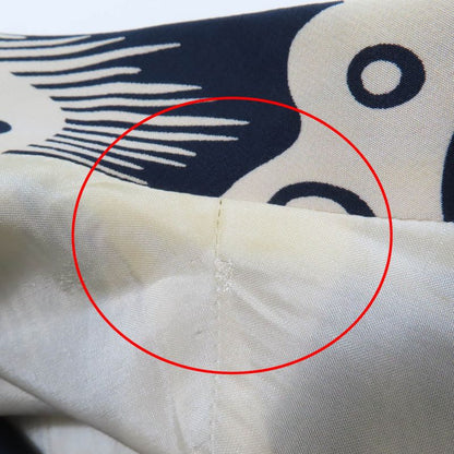 CHANEL Vintage Coco Mark Patterned 90's 100% Silk Long Sleeve Dress Beige