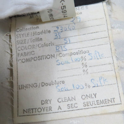 CHANEL Vintage Coco Mark Patterned 90's 100% Silk Long Sleeve Dress Beige