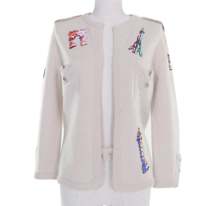CHANEL Vintage 06C P27653v20072 100% Cashmere Coco Mark Sequin Embroidery Knit